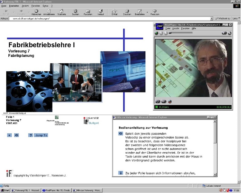 Seit Mitte Dezember können sich die Studenten des IFF die Kommentare ihres Profs zur Vorlesung "Fabrikbetriebslehre I" auch als Videosequenz aus dem Internet herunterladen.