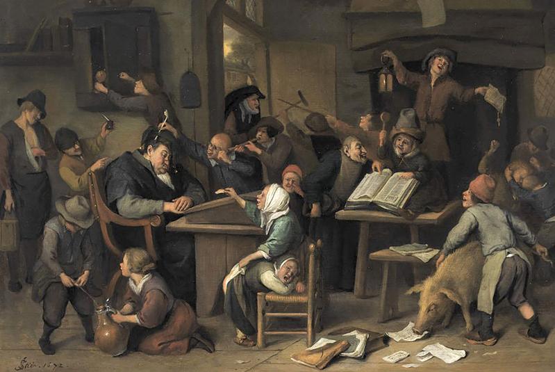 Schlafender Schulmeister: Gemälde von Jan Steen (1625/26 -1679).