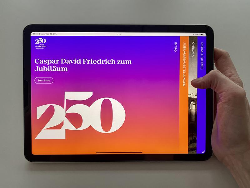 Die Startseite des Webportals www.cdfriedrich.de auf dem Tablet.