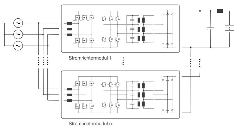 Topologie des 3-Phase Direct Resonant Charging Systems. 