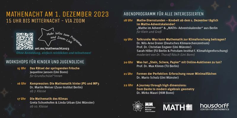 Programm der MATHENACHT am 1. Dezember 2023