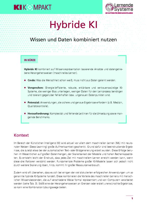 Das "KI Kompakt" bietet einen knappen, fundierten und wissenschaftlich basierten Überblick über das Verfahren der hybriden KI und zeigt Potenziale, Risiken sowie offene Fragen auf. 