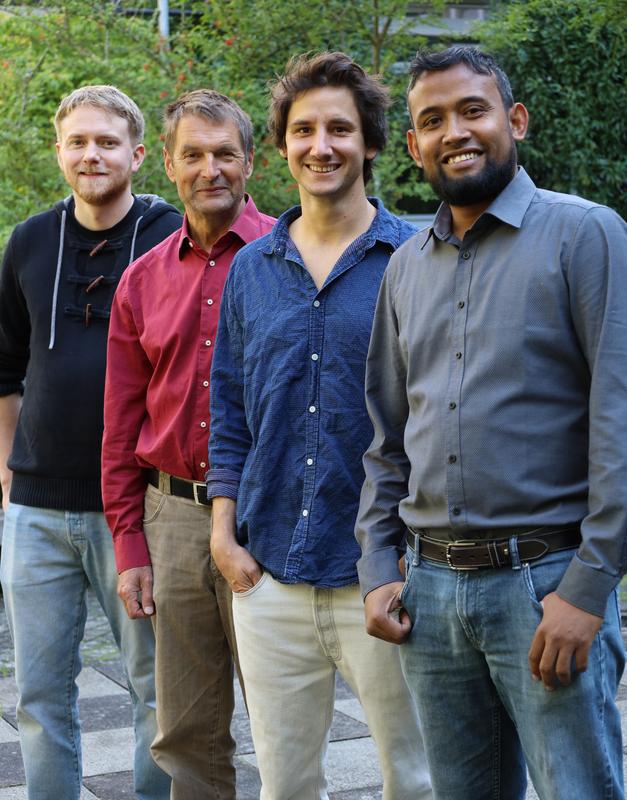 Das Gründerteam von OptProC (v.l.): Andreas Rembold, Prof. Marian Kazda (Gründungsmentor), Lars Seisser, Dr. Sharif Ahmed
