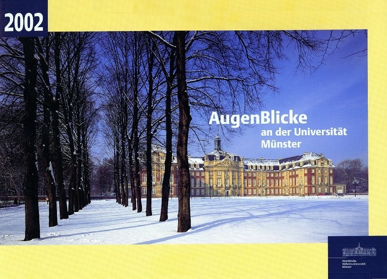 Das winterliche Schloss zu Münster ziert das Titelblatt des Universitäts-Kalenders für 2002