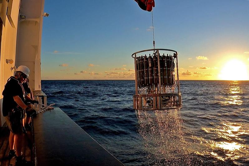 The trace metal free sampling CTD will be used to collect water samples from different depths.