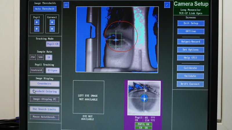 A high-speed camera provides information on pupil size.