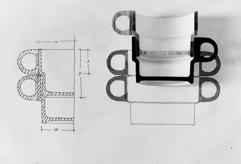 Section of the Stackable Dishware Series TC100. Diploma thesis project by Nick Roericht at the HfG Ulm, 1959.