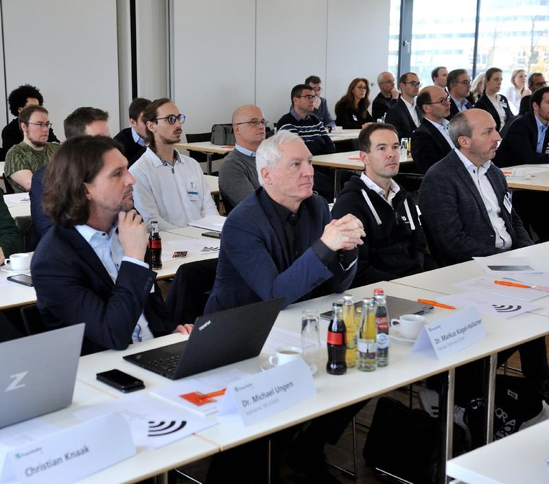 Concentrated AI expertise at the 3rd Aachen AI For Laser Technology Conference. From left to right: Dr. Michael Ungers (Scansonic MI GmbH), Dr. Markus Kogel-Hollacher (Precitec Group) and Marcel Franke and Ansgar Heinen (Microsoft Germany).