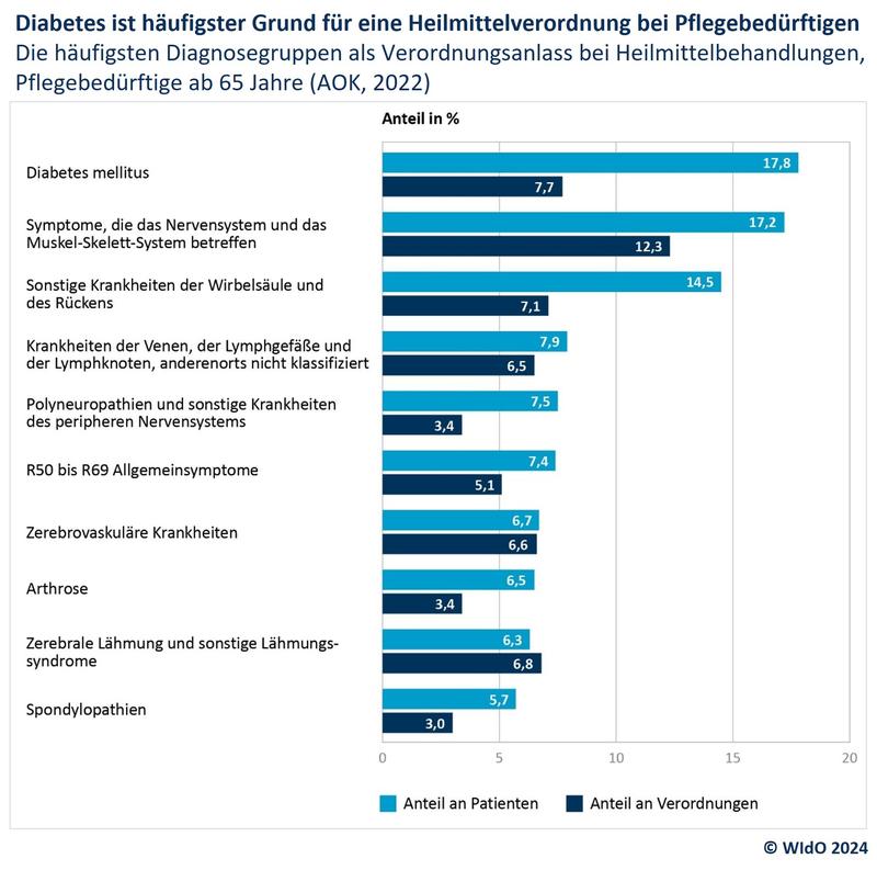 Diabetes ist häufigster Grund für Heilmittelverordnung bei Pflegebedürftigen