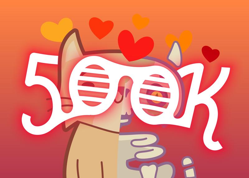 Die süße, halb tote Hauptfigur der Spiele-App "Katze Q" freut sich über 500.000 Downloads!