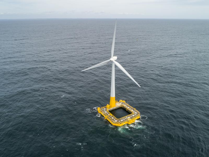Die schwimmende Windturbine „Floatgen“ ist in Frankreich seit fünf Jahren in Betrieb. Schwimmende Windräder haben den Vorteil, dass Standorte mit idealen Windverhältnissen nahezu unabhängig von der Meerestiefe erschlossen werden können.