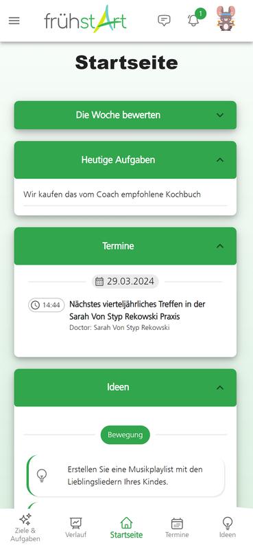 Home page of the FrühstArt app.