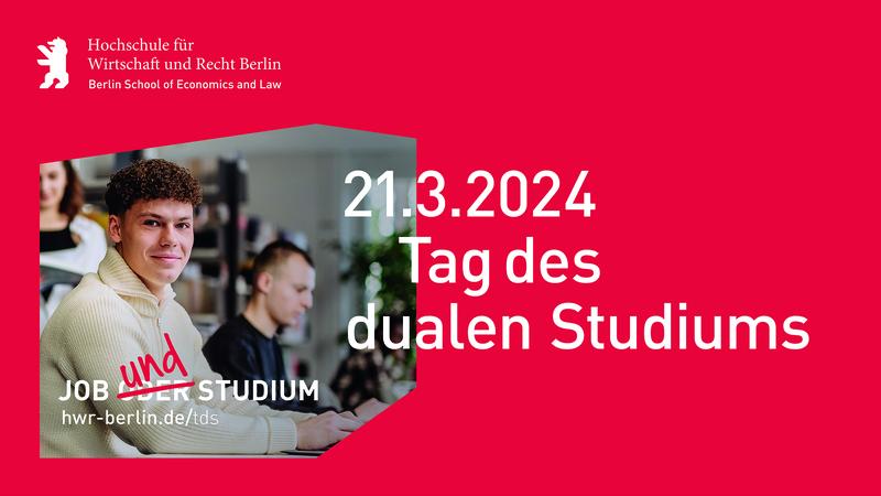 Das duale Studium verbindet Hochschulstudium und betriebliche Praxis. Am 21. März 2024 lädt die HWR Berlin am Campus Lichtenberg zur Studienmesse ein mit 80 Partnerunternehmen und Institutionen des Öffentlichen Dienstes, Studienberatung und mehr.