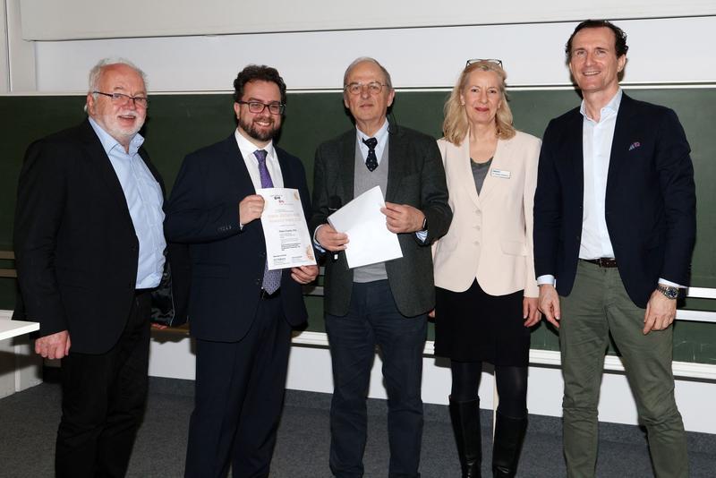 Professor Dr. Ernst Holler, Preisträger Dr. Pietro Crivello, Professor Dr. Hans-Jochem Kolb, Dr. Claudia Stratemann, Professor Dr. Wolfgang Herr