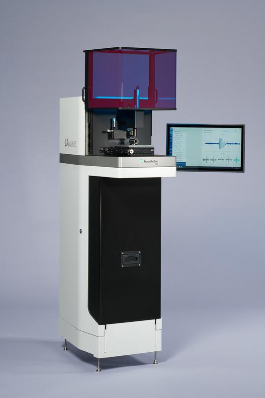 In the pictured configuration the LAwave measuring system allows the fast and non-destructive characterization of small and medium-sized components.