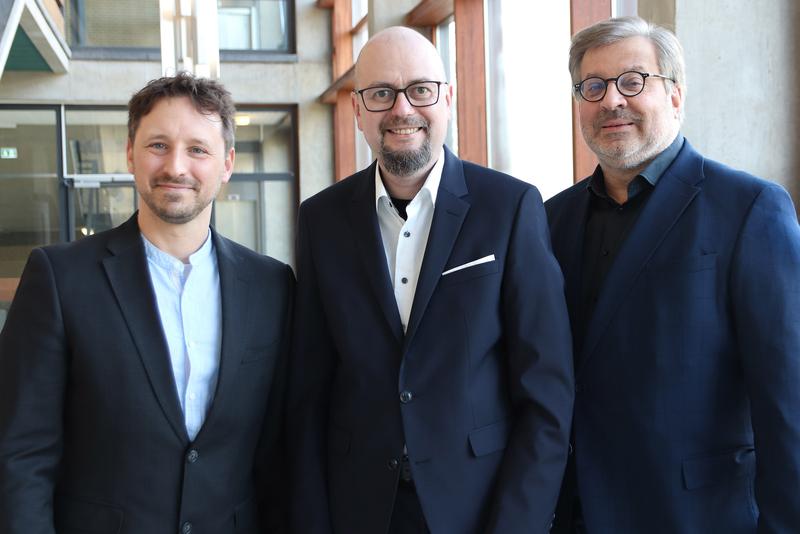 Das Präsidium der EHB (v.l.n.r.): Prof. Dr. Michael Komorek (Vizepräsident), Prof. Dr. Sebastian Schröer-Werner (Präsident) und Andreas Flegl (Kanzler) 