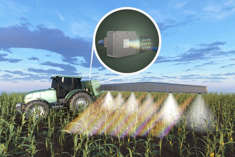Thanks to its compact design, the microspectrometer is robust and can be easily integrated even in demanding environments. Here is an exemplary visualization for use in agriculture
