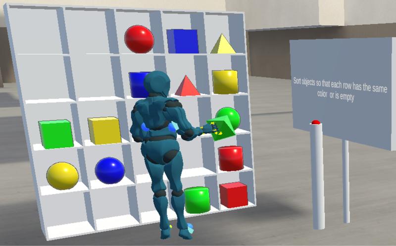 Experimental setup in virtual reality
