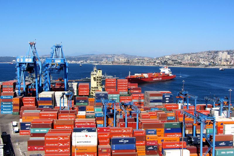Der Hafen von Valparaiso in Chile ist einer der wichtigsten Umschlagplätze für den Handel zwischen Südamerika und der EU. 
