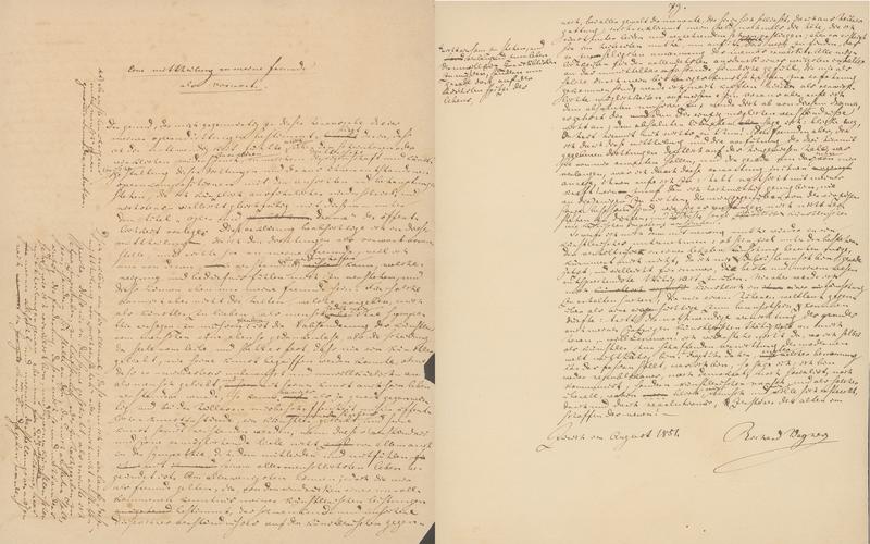 Working manuscript "A message to my friends" by Richard Wagner