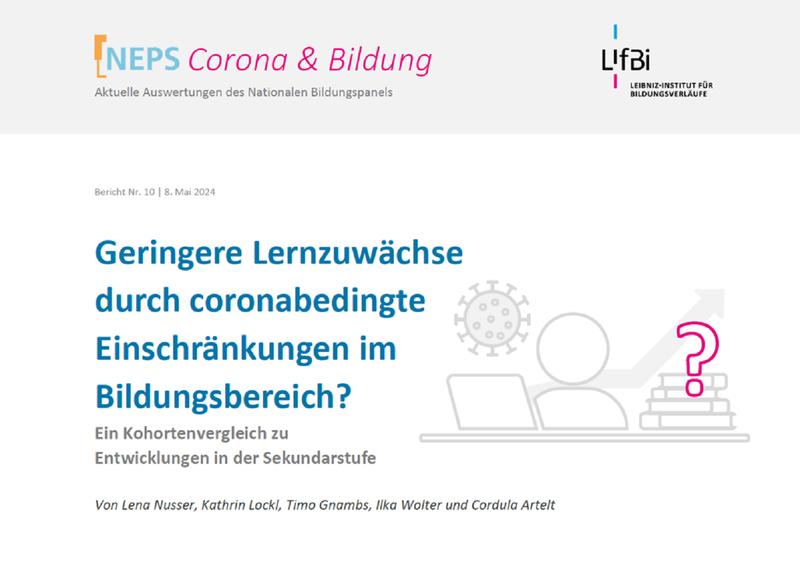 Grafik Transferbericht NEPS Corona & Bildung