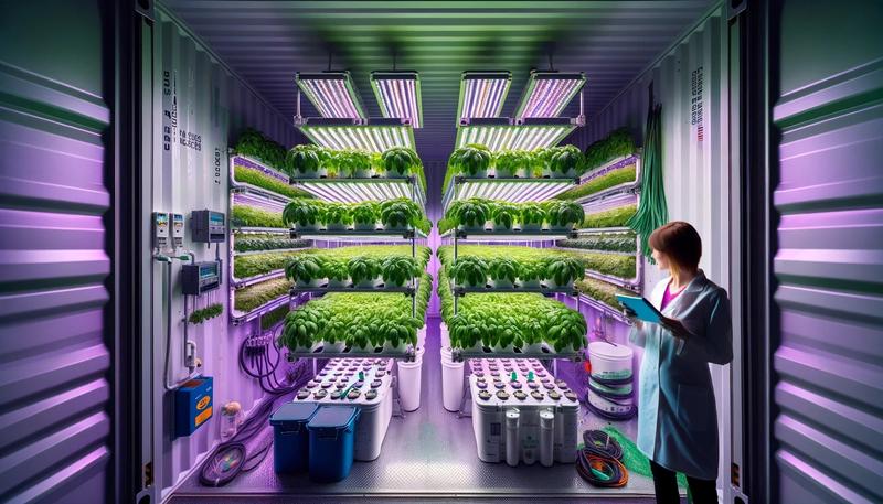 This illustration created with Dall-E artificial intelligence shows the planned vertical farming container for researching plasma-based processes.