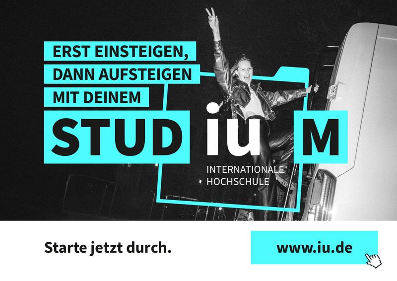 Plakatmotiv: Erst einsteigen, dann aufsteigen – Mit deinem StudIUm.