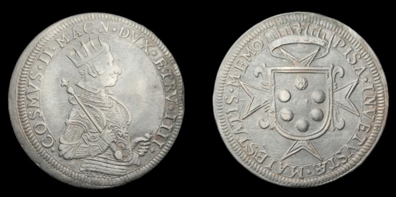 Tallero minted for Cosimo II de' Medici (reign 1609 to 1621) in 1620.