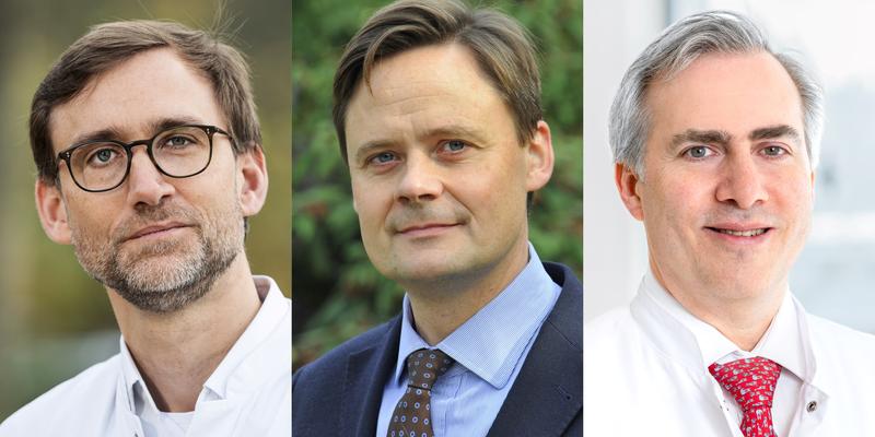 Prof. Christian Nolte, Prof. Matthias Endres und Prof. Ulf Landmesser (v. l. n. r.) untersuchten das Herzinfarkt-Risiko von Schlaganfall-Patienten. 