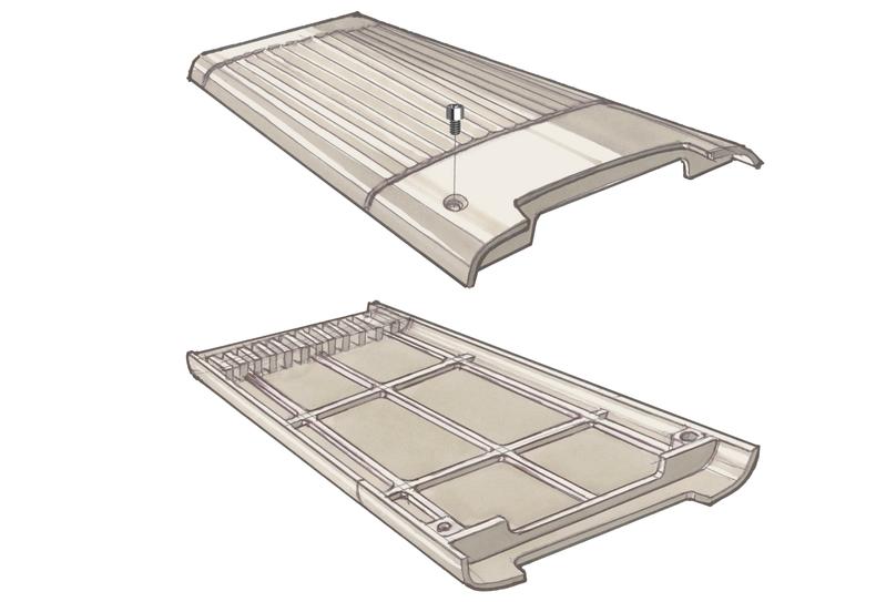 Konzeptstudie des Aluminium-Gehäuses – ein identisches Design der Ober- und Unterseite senkt Herstellungskosten und die Produktionszeit. 