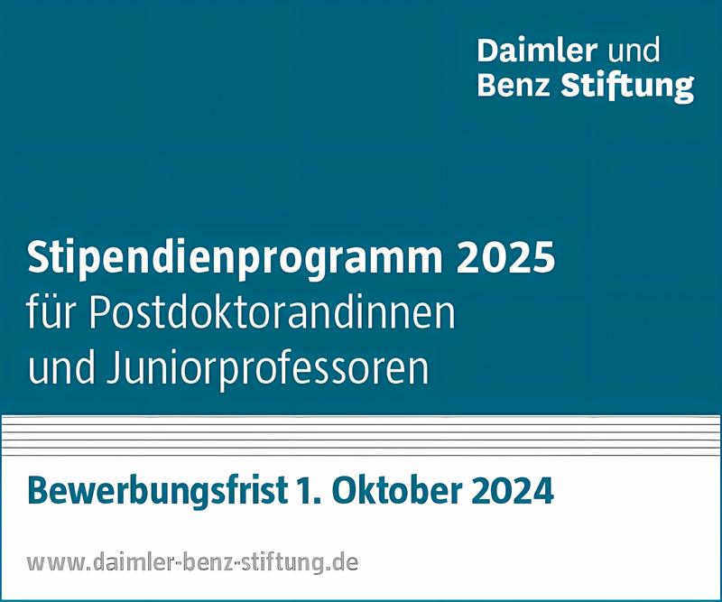 Stipendienprogramm 2025 der Daimler und Benz Stiftung