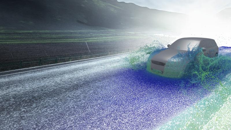 The cloud of numerical points that is used can adapt flexibly to moving geometries. This saves time when simulating complex processes such as driving through water.