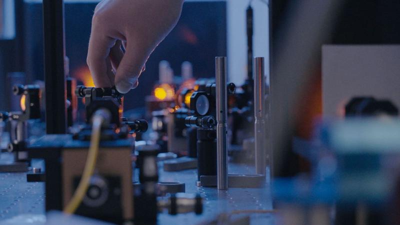 Setup for the generation of photon pairs at the Max Planck Institute for the Science of Light.