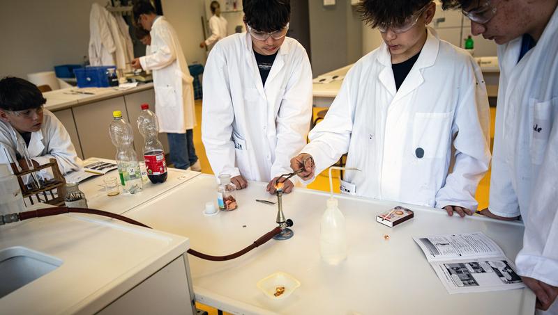 Schüler experimentieren im Rahmen eines Angebots des Lehr-Lern-Labors makeScience! 