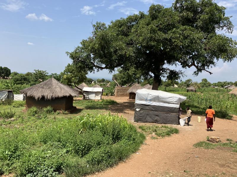 Geflüchtetenunterkünfte im Bidibidi refugee settlement in Uganda. 