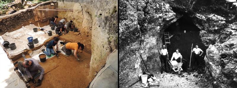 Die Fundstätten Langmahdhalde (links) und die Vogelherdhöhle (rechts). 