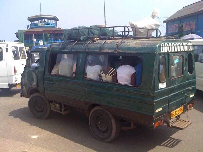 Crowded Trotro in Accra, Ghana
