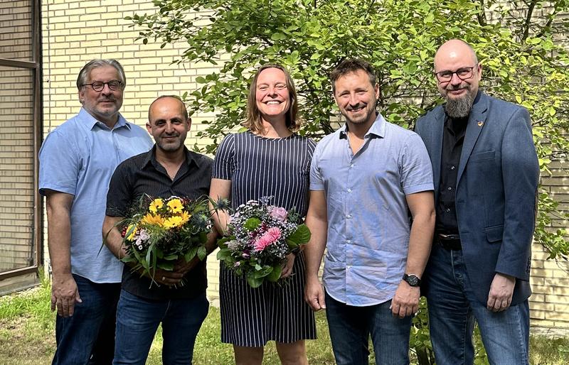 Gruppenbild v.l.n.r.: Andreas Flegl (Kanzler), Prof. Dr. Zülfukar Cetin (zukünft. Beauftr. für Diversität), Prof.in Dr. Lena Kreck (designierte Vizepräsidentin), Prof. Dr. Sebastian Schröer-Werner (Präsident), Prof. Dr. Michael Komorek (Vizepräsident)