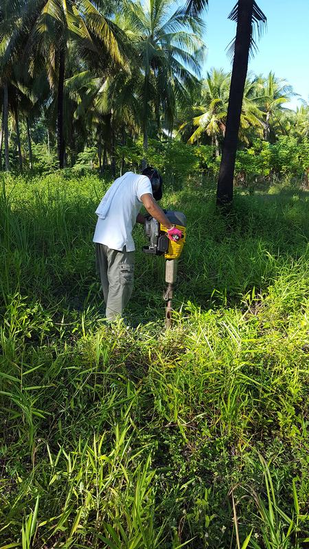 Extraction of a sediment core on Langkai Island: The deeper sediments provide an insight into the ecosystems of the past and can be compared with the sediments of recent decades.