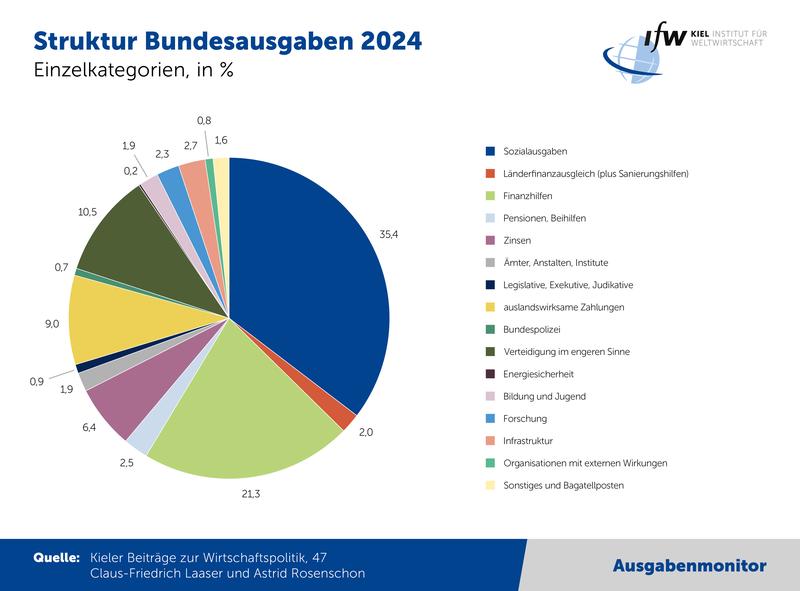 Struktur Bundesausgaben 2024 – Einzelkategorien in %