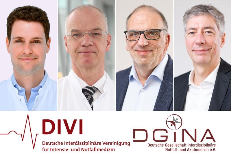 Von links: Dr. Torben Brod (Medizinische Hochschule Hannover, Fotograf Tom Figiel), Prof. Felix Walcher (Universitätsklinikum Magdeburg), Martin Pin (DGINA) und Prof. Christian Wrede (DGINA)