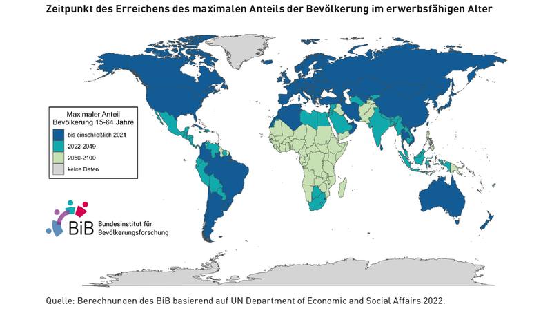 Zeitpunkt des Erreichens des maximalen Anteils der Bevölkerung im erwerbsfähigen Alter