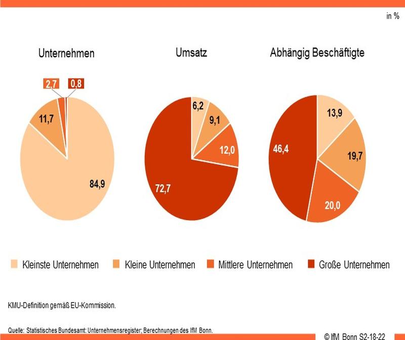 Verteilung von Unternehmen, Umsatz und Beschäftigten auf Unterneh-mensgrößenklassen