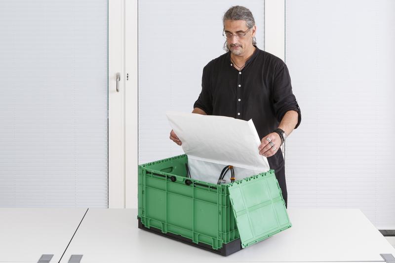 Die faltbare, robuste Mehrweg-Transportbox aus recycelbarem Monomaterial ist schnell gepackt und kann auch verplombt werden. Profis beurteilen ihre Handhabung als einfach und effizient. 