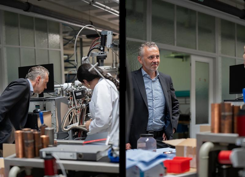 Thomas Jarzombek, Bundestagsabgeordneter und Sprecher der CDU/CSU-Fraktion im Ausschuss für Bildung, Forschung und Technologiefolgenabschätzung, beim Besuch des Düsseldorfer Max-Planck-Instituts für Nachhaltige Materialien. 