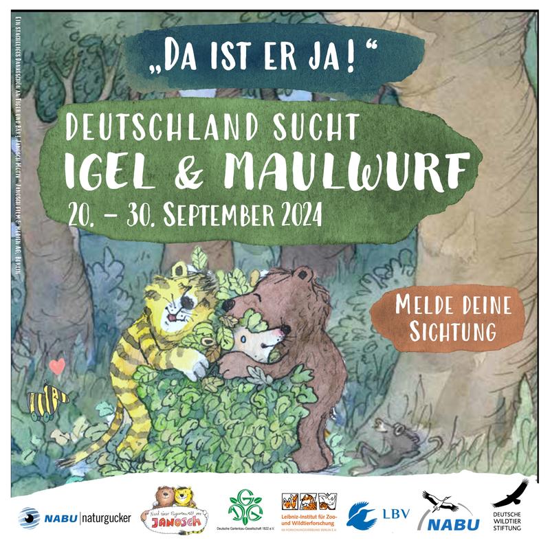 Plakat der Aktion "Deutschland sucht Igel und Maulwurf"