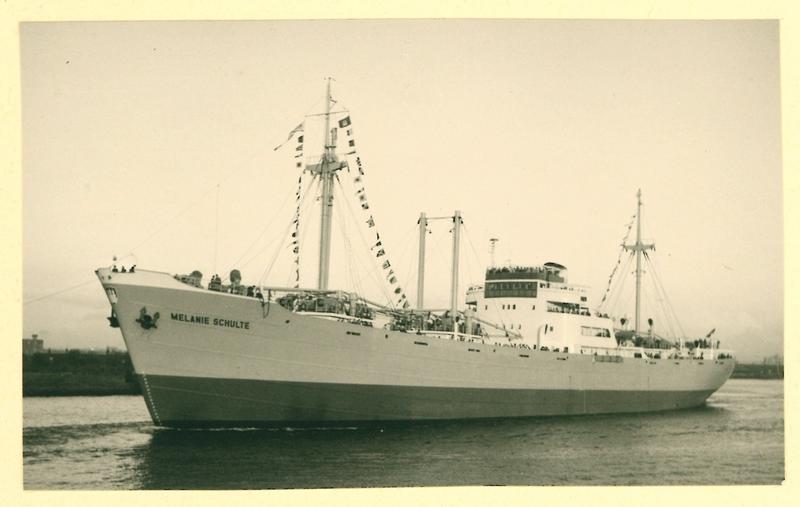 Die MS "Melanie Schulte" kurz nach ihrer Indienststellung 1952. 