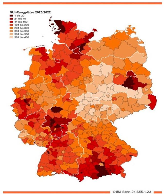 NUI regional ranking 2023/2022: Geographical distribution