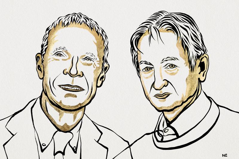John J. Hopfield und Geoffrey E. Hinton erhalten den Nobelpreis für Physik 2024. Quelle: Ill. Niklas Elmehed