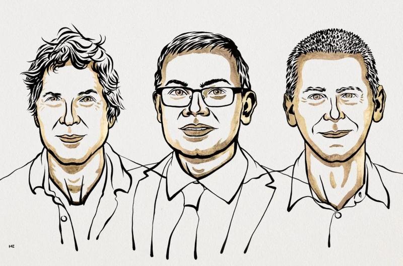 David Baker, Demis Hassabis and John Jumper.  Ill. Niklas Elmehed